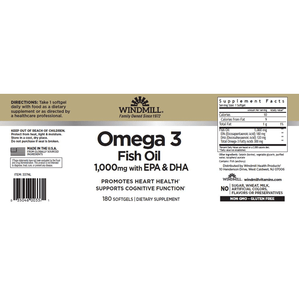 Omega 3 Fish Oil EPA & DHA 180 SoftGels