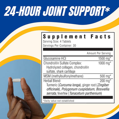WHP Glucoflex 24 Hour 120 Tabs | Glucosamina + Condroitina para Articulaciones
