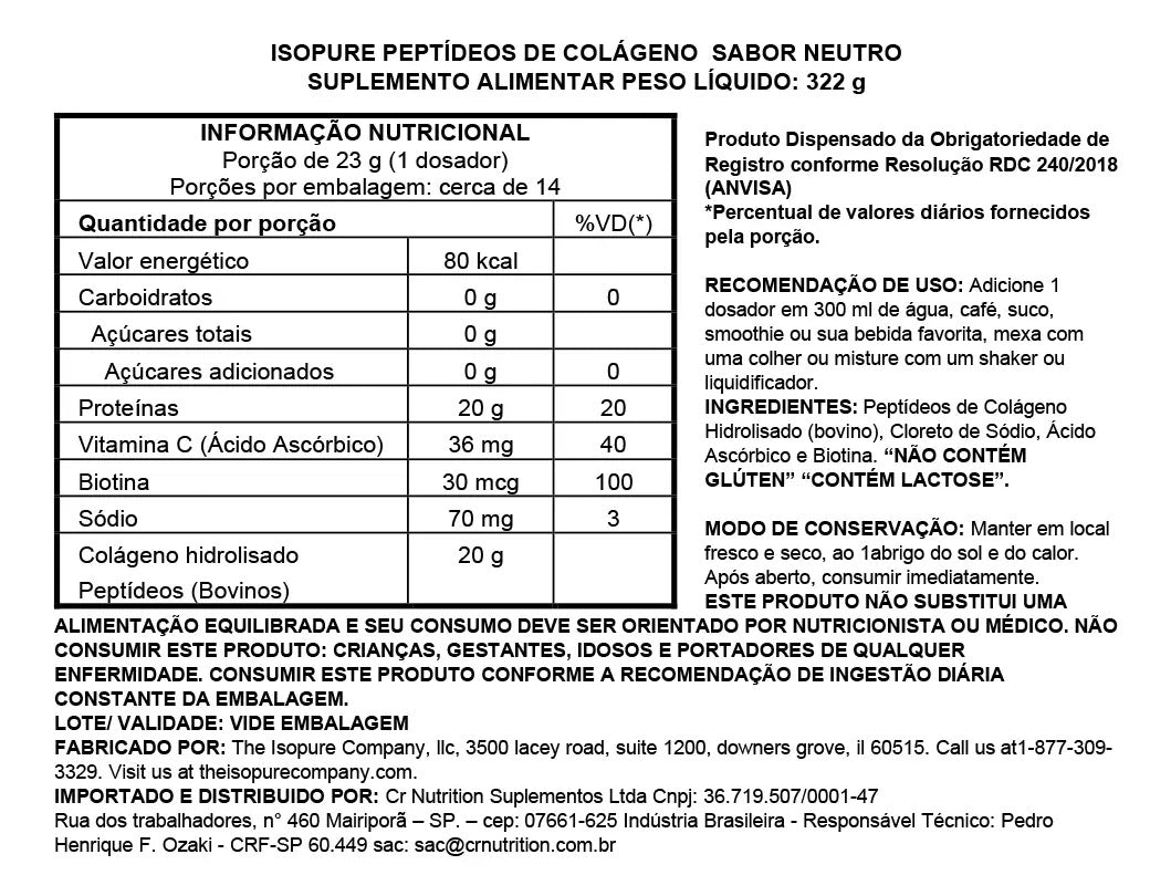 Isopure Colageno de Peptidos 14 Servicios