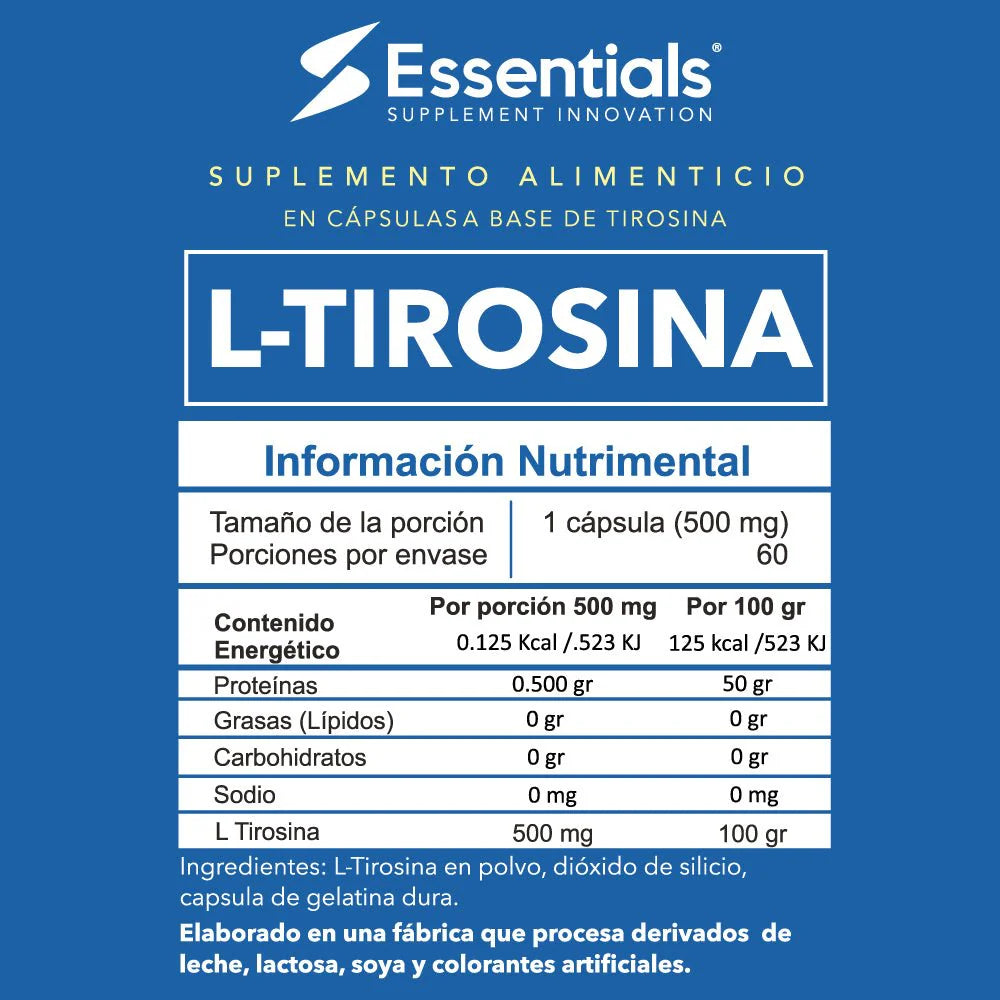 L-Tirosina 500 Mg 60 Caps